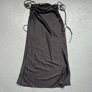Black Satin Maxi Skirt with Open Sides and‎ Ties Size S